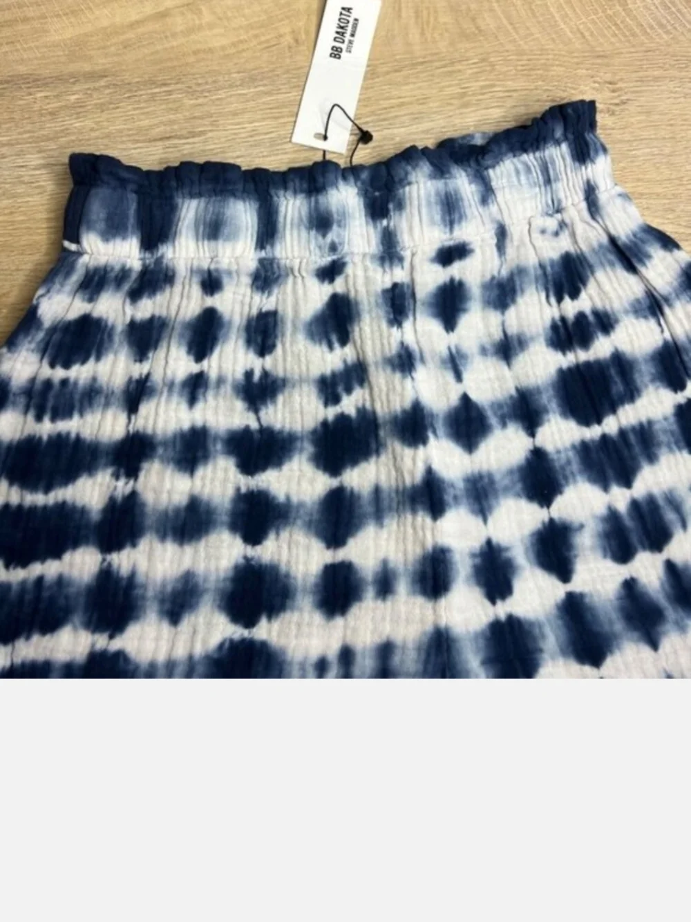 BB Dakota Blue White Tie Dye Shorts Small Elastic Waist Boho Summer NWT